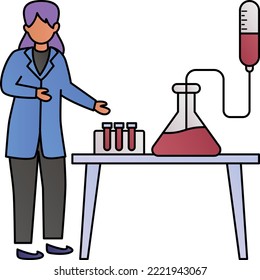 Licensed doctoral scientist Concept, clinical laboratory Vector Color Icon Design, Medical and Healthcare Scene Symbol, Diseases Diagnostics Sign, Doctors and Patients Characters Stock Illustration
