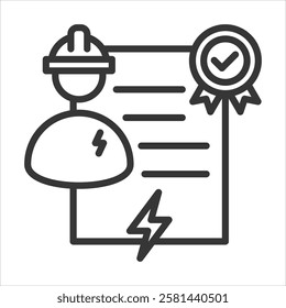 Licensed Electricians Icon Vector Illustration Outline