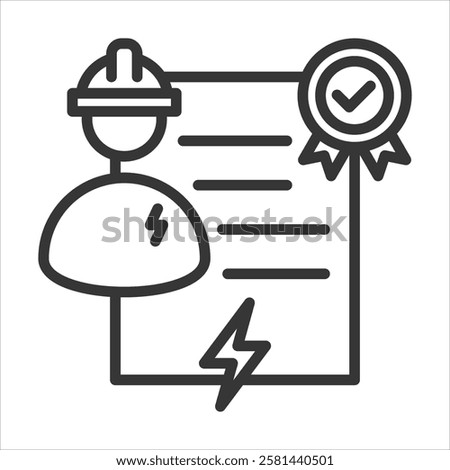 Licensed Electricians Icon Vector Illustration Outline