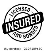 licensed insured and bonded vector icon, line art, black in color