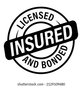 licensed insured and bonded vector icon, line art, black in color