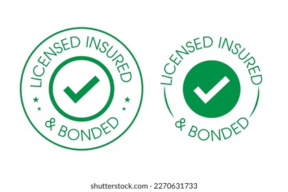 licensed insured and bonded vector icon with tick mark. business abstract