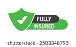 Licensed insured. Certification stamp. Flat design vector. Badge, icon, stamp. Icons with tick mark. Vector illustration
