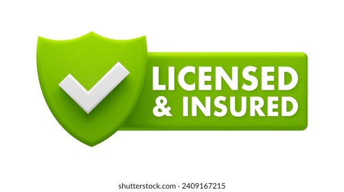 Licensed and Insured Emblem - Green Checkmark Certification and Assurance Icon