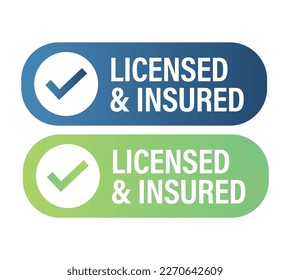 licensed and insured vector icon with tick mark