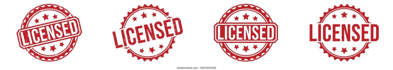 LICENSED Red rubber stamp on white background. LICENSED stamp sign. LICENSED stamp.