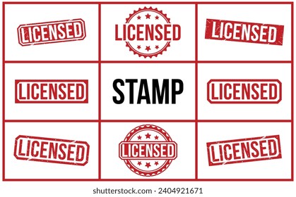Licensed stamp red rubber stamp on white background. Licensed stamp sign. Licensed stamp.