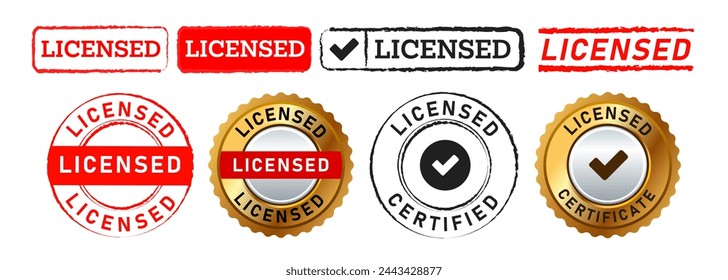 sello con licencia y sello distintivo etiqueta de etiqueta de la etiqueta signo para empresas certificadas