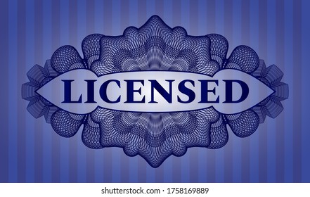 lizenzierter Text in Linear Blue realistisches Emblem. Bars sieht gut aus. Künstlerische Illustration. 