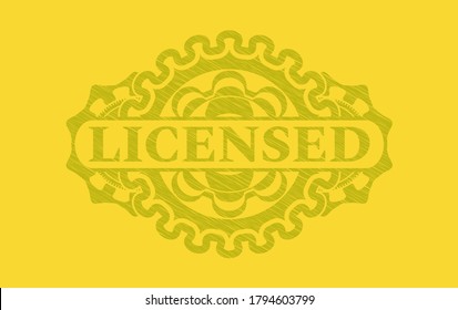 licensed text inside Yellow stroke emblem. Lemon graceful background. Illustration. 