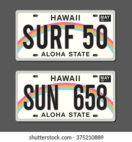 Licenses plates typography, surf typography, t-shirt graphics, vectors