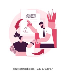 Licensing contract abstract concept vector illustration. Artist licensing contract, intellectual property agreement, electronic copy sales, software copyright, record label abstract metaphor.