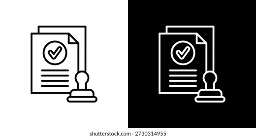 Icono de obtención de licencias contorno blanco y negro.