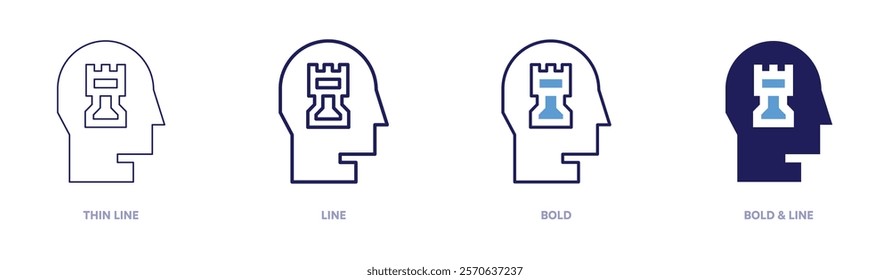 Licensing strategy icon in 4 different styles. Thin Line, Line, Bold, and Bold Line. Duotone style. Editable stroke.