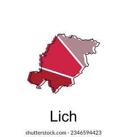 Lich City Map. vector map of German Country design template with outline graphic colorful style on white background
