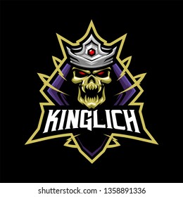 Lich King Mascot Logo for Sport and Esport isolated on dark Background