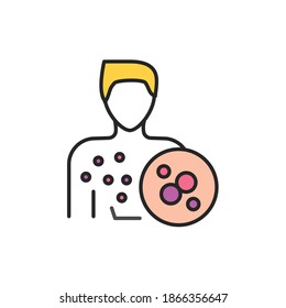 Lichen planus disease line color icon. Sign for web page, mobile app