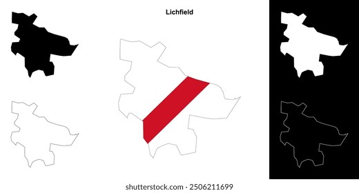 Lichfield blank outline map set
