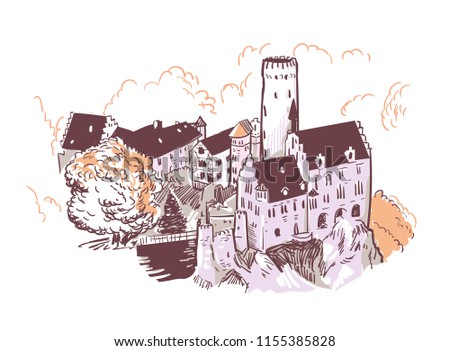 Lichtenstein castle vector sketch