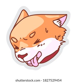 Licking dog. Vector domestic animal affectionate emotion cartoon illustration. Cute licking dog happy muzzle face sticker isolated on white background