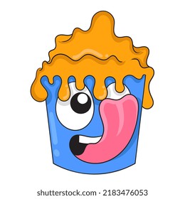 licking ice cream cartoon doodle set with paintings frame and sample, vector illustration art. doodle icon image kawaii.