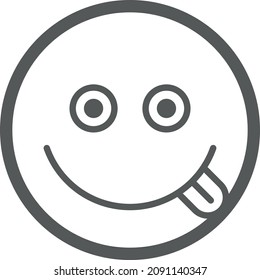 Licking lips emoji. Tasty food symbol. Yummy sign