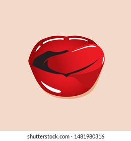 Licking lips vector illustration. for romance, and valentine theme or design element.