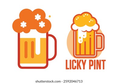 Licky Pint Beer Logo, Oktoberfest celebration set, beer mugs, hand-lettered beer, 