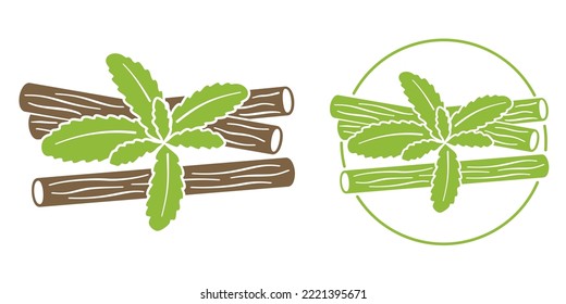 Licorice root - ingredient of food supplement or skincare - dark spots whitening. Isolated vector pictogram