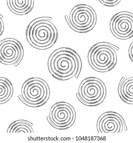 Licorice wheels candies seamless pattern. Candy flavored licorice. Hand draw vector illustration.