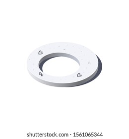 Lid of concrete ring. Icon in isometric view. Building materials for construction purposes. Vector illustration isolated on a white background in flat style.