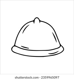 Lid for food, lid for the microwave. Vector black and white hand-drawn illustration. Silhouette, icon, logo, sketch, template, doodles.