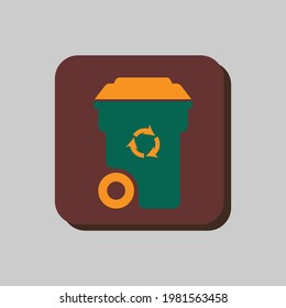 Tapa de la basura abierta y basura en fondo blanco, vector, ilustración, archivo eps