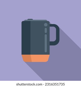 Lid thermo cup icon flat vector. Coffee mug. Flask travel