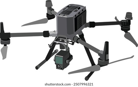 Lidar drone flying for 3D topography data and laser scanning for mapping isolated on transparent background