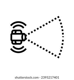 lidar sensores vectorial de icono de línea de entrega autónoma. señal de entrega autónoma de sensores de lidar. símbolo de contorno aislado ilustración negra