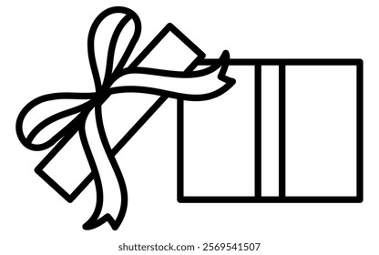 lidded gift box, Simple and cute black and white Valentine's Day icon, Vector Illustration