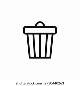lidded trash can icon sign vector