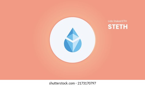 Lido Staked ETH, STETH coin cryptocurrency 3d logo on isolated  background with copy space. vector illustration of STETH token banner design concept.