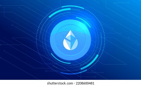 Lido Staked Ether Price (STETH) coin banner. STETH coin cryptocurrency concept banner background.