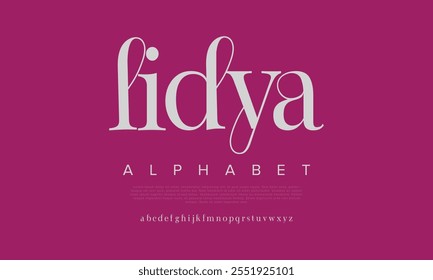 Lidya typography beauty fashion elegant minimalist serif italic fonts decorative wedding vintage retro logos. Minimal luxury font alphabet logo. Vector illustration