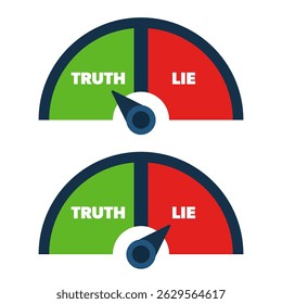 Lie detector with arrow. Truth or Lie scale. Vector isolated on white.