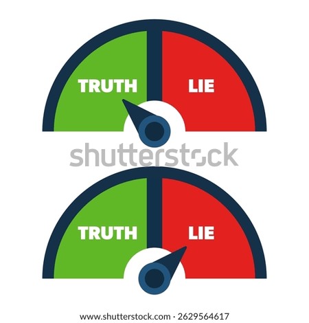 Lie detector with arrow. Truth or Lie scale. Vector isolated on white.