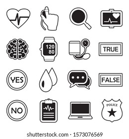 Lie Detector Icons. Line With Fill Design. Vector Illustration.