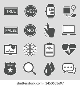 Lie Detector Icons. Sticker Design. Vector Illustration.