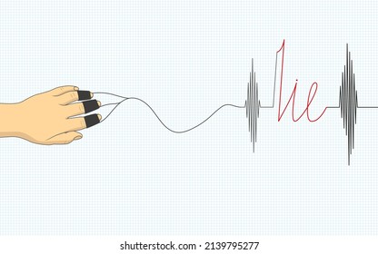 Lie Detector. Polygraph Test. Vector Illustration