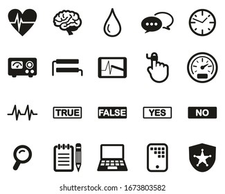 Lie Detector Test Or Polygraph Test Icons Black & White Set Big