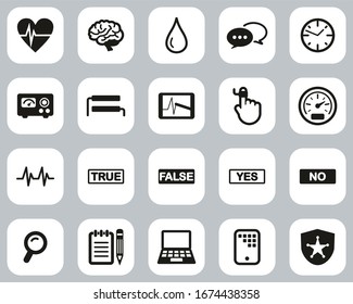 Lie Detector Test Or Polygraph Test Icons Black & White Flat Design Set Big