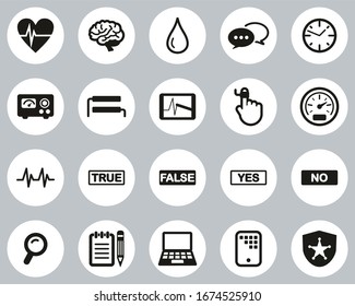 Lie Detector Test Or Polygraph Test Icons Black & White Flat Design Circle Set Big