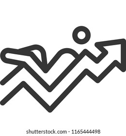 Lie down, bold line stick figure icon. The illustration is vector, editable stroke, 48x48 pixel perfect. Crafted with precision and eye for quality.
